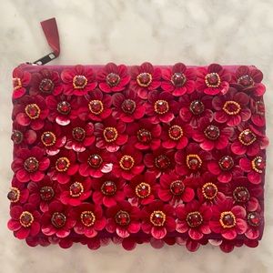 Beaded Flower Clutch Pouch